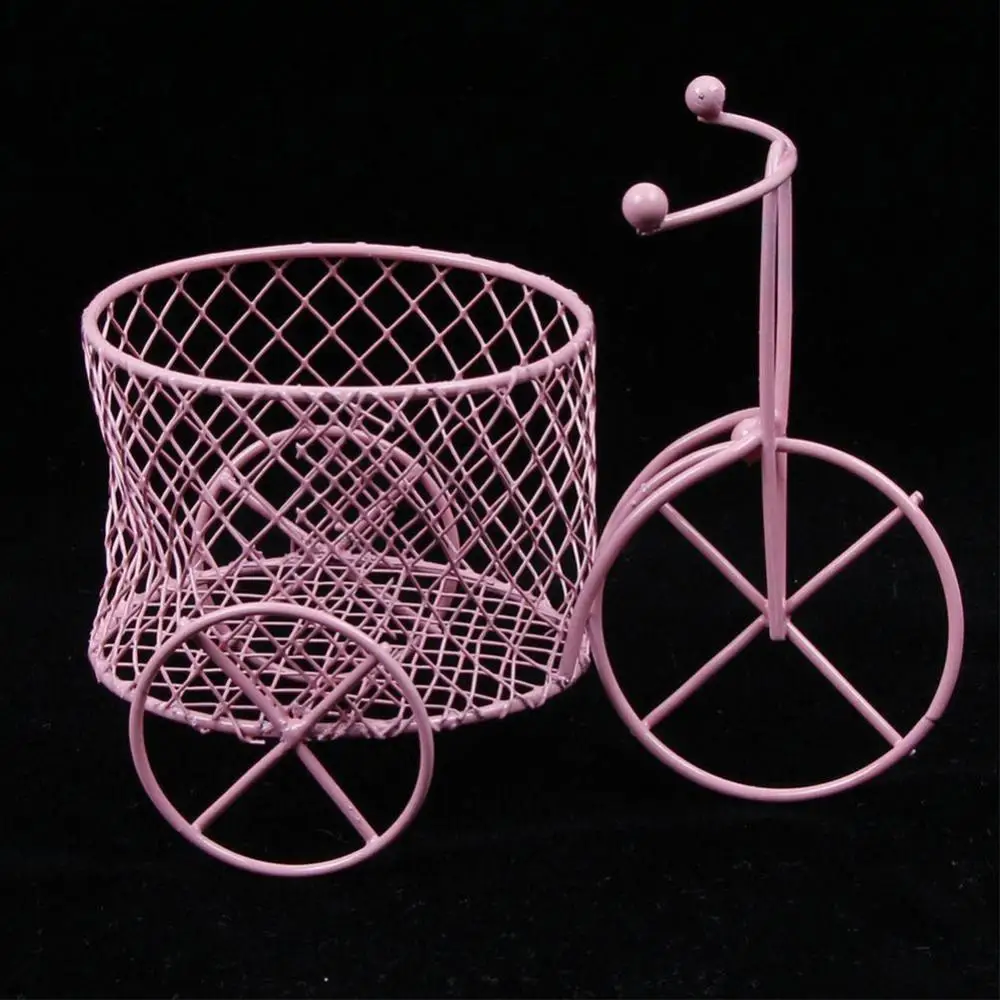Ornament Crafts Pink White Candy Rack Sponge Storage Jewelry Container Iron Tricycle Car Rack Candy Box Sugar Shelf Home Decor