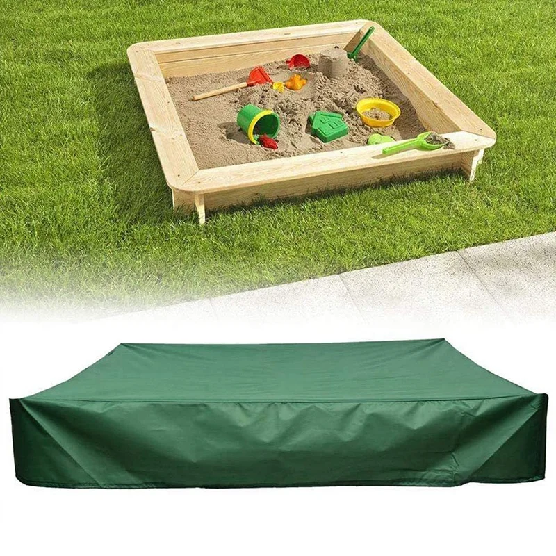 Sandbox Cover, Square Dustproof Sandbox Cover with Drawstring, Waterproof Sandpit Pool Cover, Green, 120 x 120cm