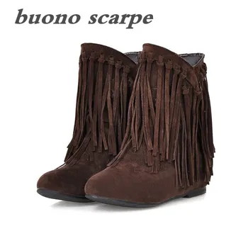 

New matte leather tassel large size women's boots