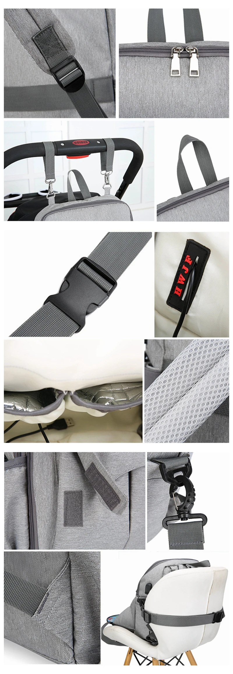 Модная сумка для подгузников, рюкзак с usb-зарядкой, стеганый для мам Уход за ребенком, сумка для кормления, рюкзак для путешествий, коляска, детская сумка, подгузник, уход за ребенком