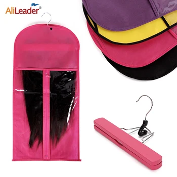 

Alileader Cheaper Wig Storage Bag With Hanger Dust Proof Protective Wig Storage Portable Hair Extensions Packaging Custom Logo