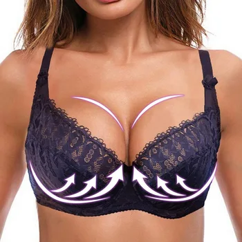 

Plus Size Lingerie Lace Bra For Women Underwire Perspective Sexy Underwear Bra Embroidery Floral Bralette Unlined Brassiere Bras