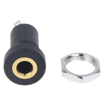 

3.5MM Audio Jack Socket 3 Pole Black Stereo Solder Panel Mount Gold With Nuts 2.2x1cm