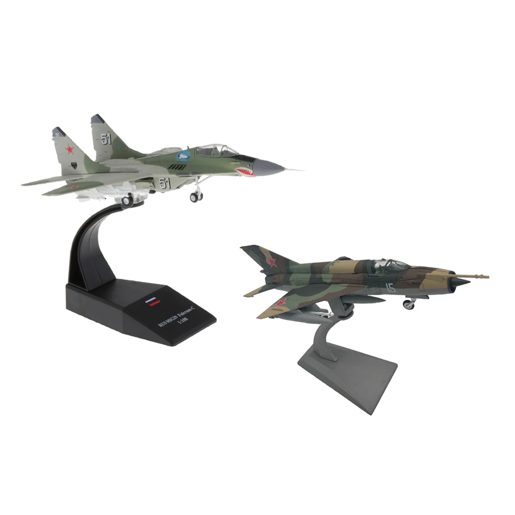 2Pcs 1/72 MIG-21 Aircraft 1:100 Scale MIG-29 Fighter Alloy Model Decor