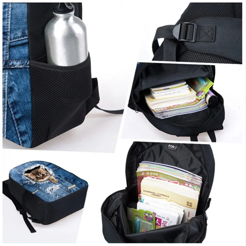 3Pcs Set Children School Bags Large Capacity Schoolbag Colorful Puzzle Pattern Backpack for Primary Student mochilas