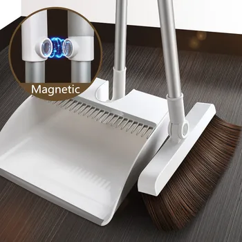 

3pcs Magic Broom&Dustpan Set Household Soft Hair Floor Cleaning Broom Non-Slip Magnetic Handle Windproof Household Dustpan Broom