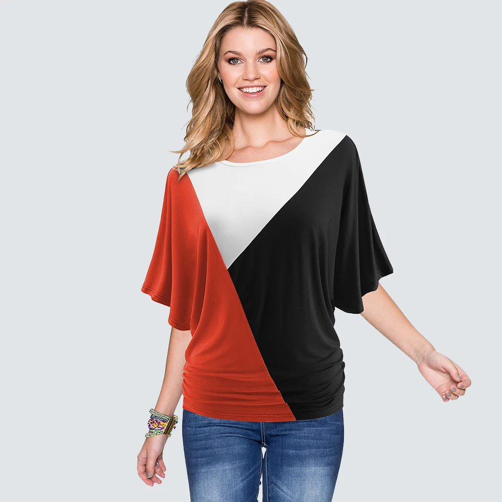 Женская футболка с рукавом летучая мышь круглым вырезом|tee top|t-shirt womentees basic |