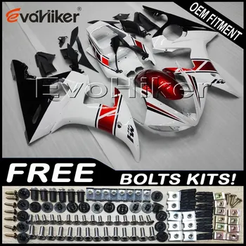 

Custom motorcycle fairing for YZF-R6 2003-2005 ABS plastic motorcycle hull Injection mold red white+Gifts