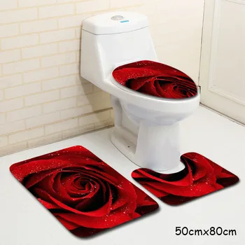 

3pcs Non-Slip Bathroom Rug Bath Mat Contour Toilet Seat Lid Cover Set Home Bathroom Decor LBShipping