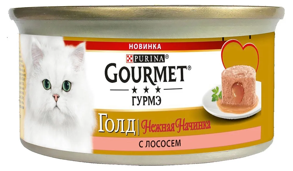 Корм влажный Gourmet Gold Нежная начинка для кошек с лососем, 85 г(12 шт