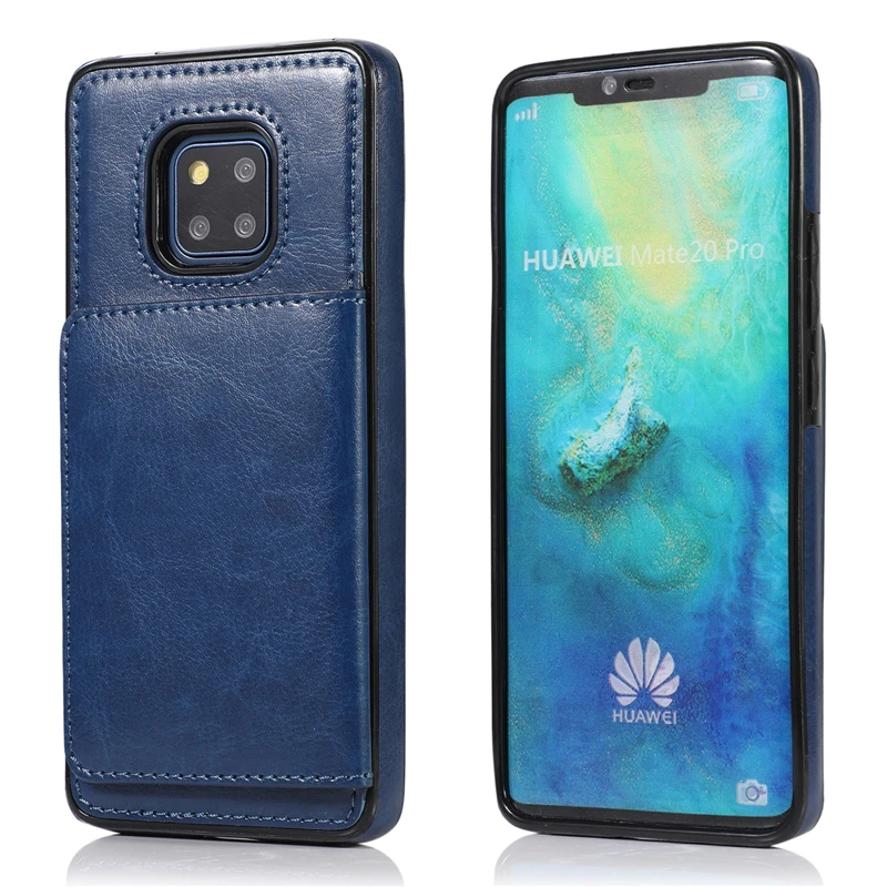 Синий Ретро Кожаный чехол для huawei P30 Pro mate 20 Lite чехол для телефона держатель для карт кошелек задняя крышка чехол для huawei P30 Lite mate 20 Pro - Цвет: Синий