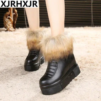 

Women Casual Winter Warm Snow Boots Shoes Women Round Toe Side Zipper Wedge High Heels Dress Ankle Boots Women Zapatos Mujer