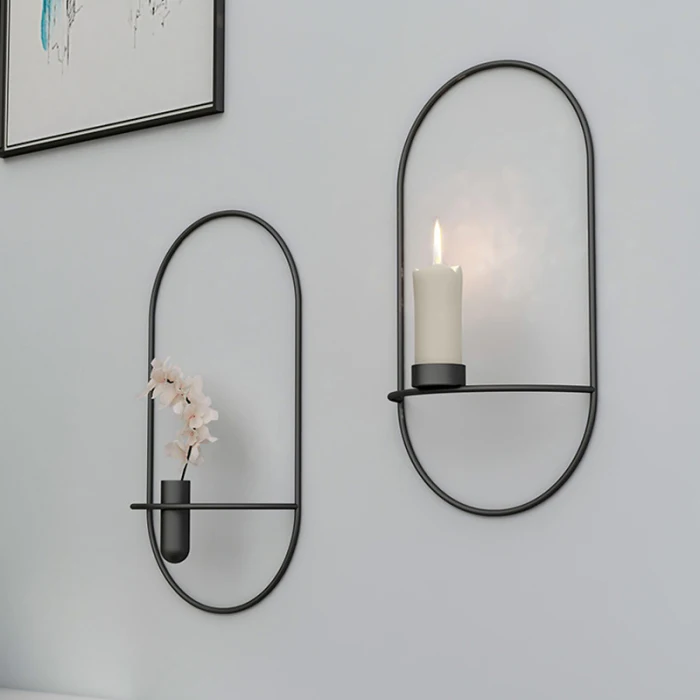 1Pc 3D Modern Art Iron Candle Holder Wall Mounted Hanging Banquet Party Home Decor XH8Z