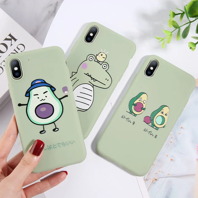 Lovebay чехол с милым динозавром авокадо для iPhone 11 Pro Max X 7 7plus 8 8plus XR XS Max 5 5S SE 6S 6Plus мягкие чехлы из ТПУ