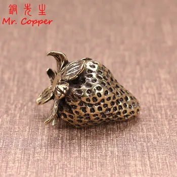 

Pure Copper Strawberry Small Ornaments Simulation Fruit Miniatures Figurines Crafts Vintage Tea Table Decorations Accessories