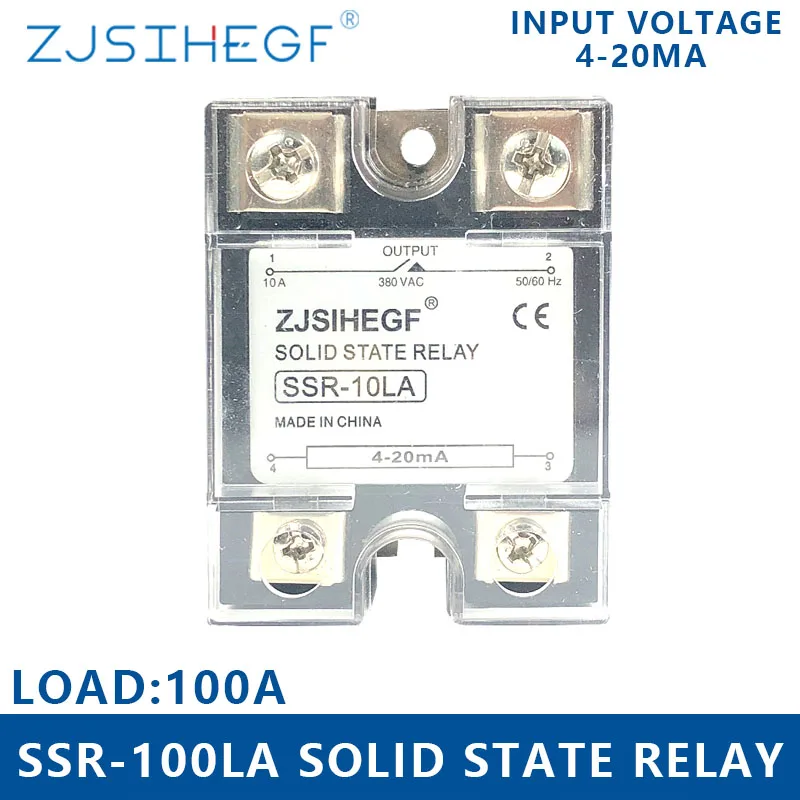 Вход DC 4-20mA однофазный SSR AC твердотельные реле SSR-80/100/120LA для теплоотвода регулятор напряжения выход 0-480VAC