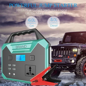 

110v 120V 220v 230V AC Camping Emergency Home Portable Solar Power Station With 12V Car battery jump starter Booster Tools 100W