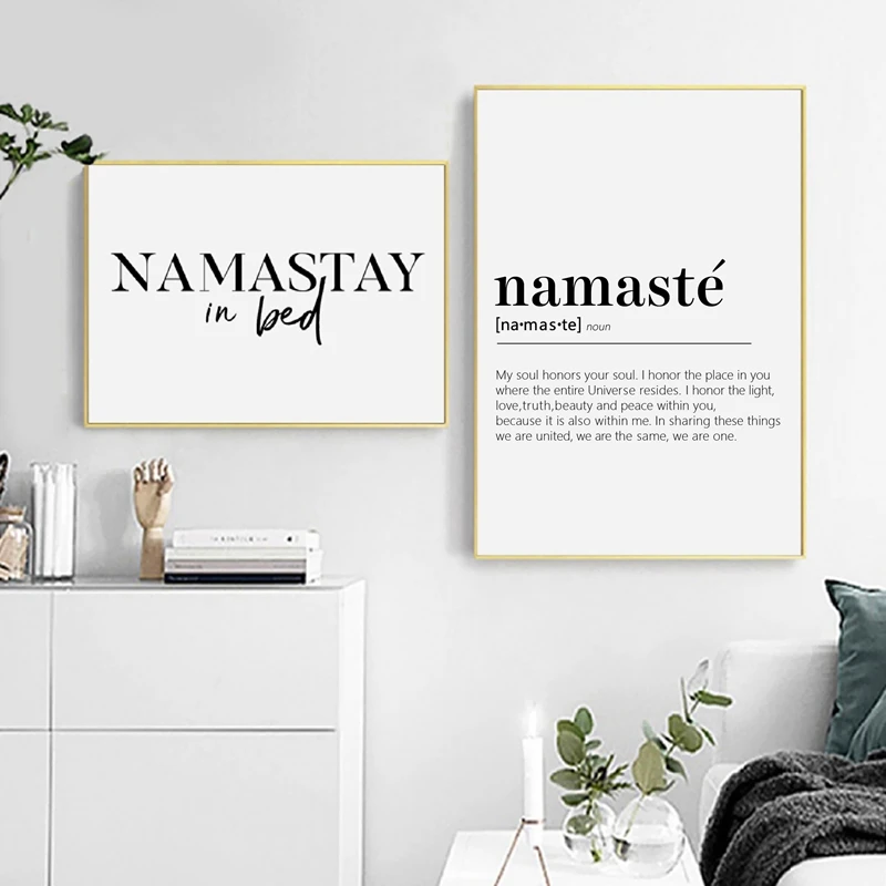 Abstract Wall Art Picture Black and White Namaste Definition Canvas Painting Yoga Artwork Zen Posters and Prints for Living Room