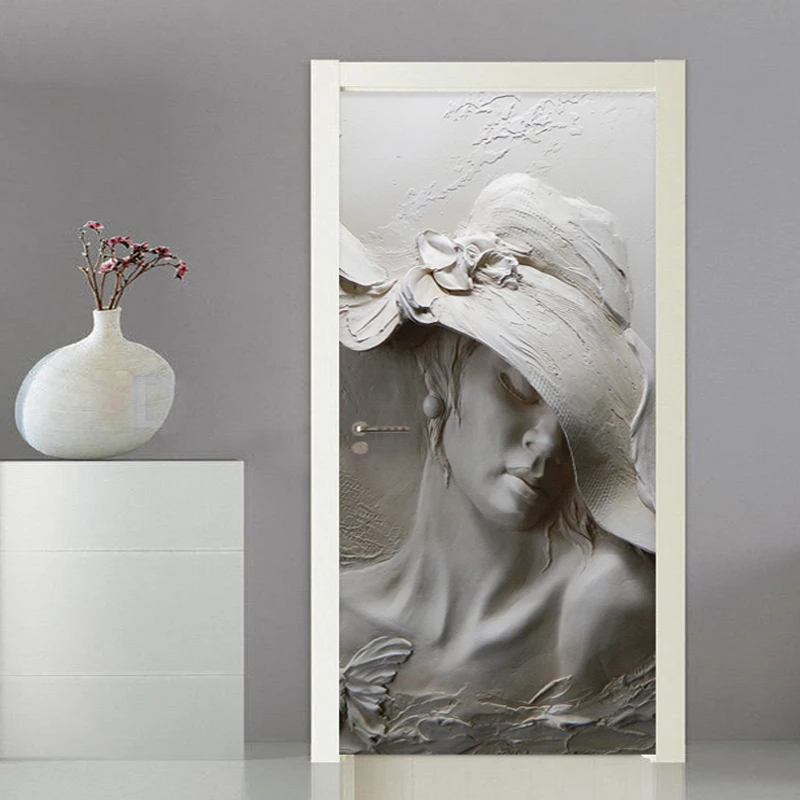 

Photo Wallpaper 3D Stereo Figure Statue Door Sticker Living Room Bedroom Creative DIY Home Decor Sticker PVC Self-Adhesive Decal