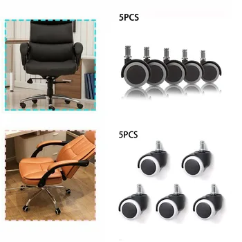 

5PCS 360 Degree Swivel Rotation Wheel Casters Office Computer Chair Castors Threaded Stem For Reduces Noise Chair Wheels