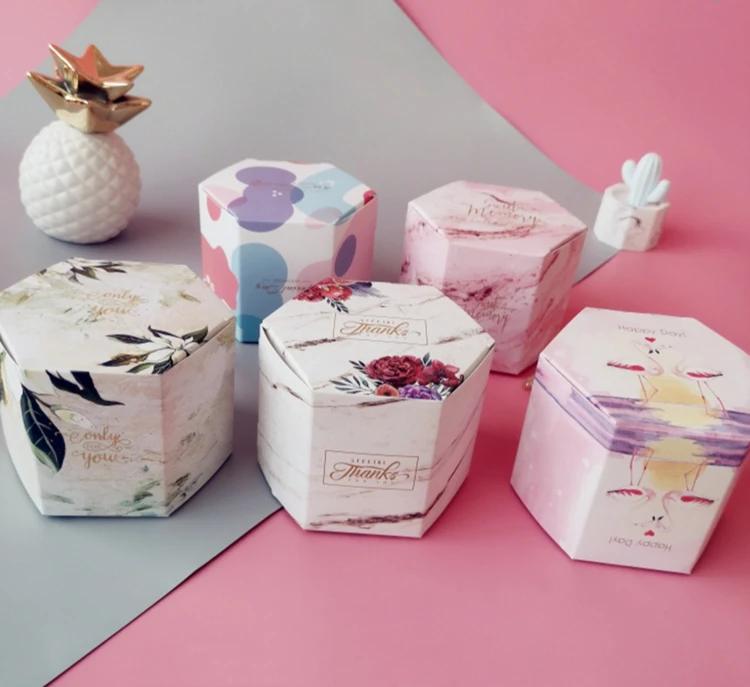 Шестигранные коробки, веревки, вечерние подарки, картонные коробки, свадебные конфетные полки, украшения для дня рождения