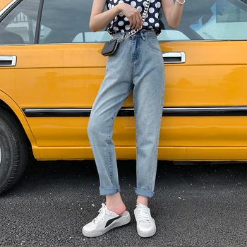 

2020 Jeans Woman Loose Casual Harem Pants boyfriends Mom Jeans Streetwear Denim Pants Women Trousers Slouchy Jeans blue pants