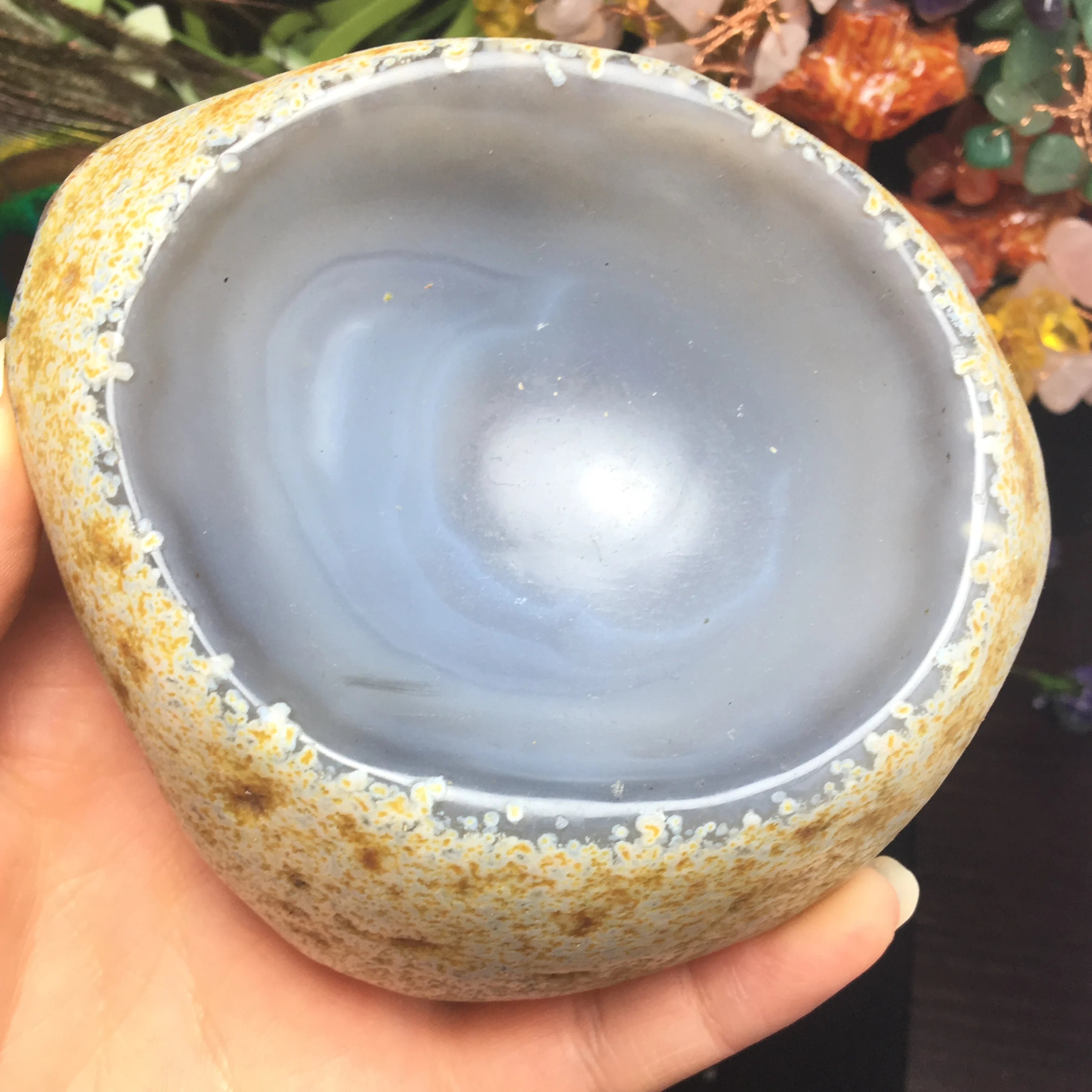 Пепельница из натурального агата чаша драгоценного камня Нефритовый халцедон