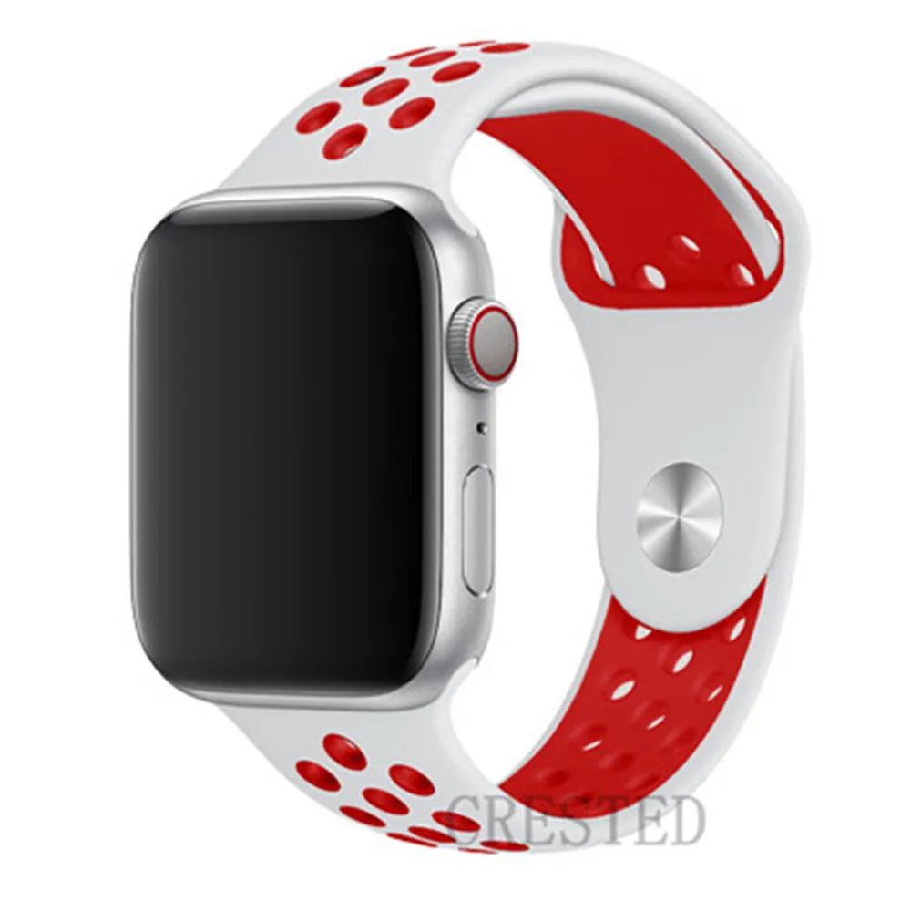 White Red Спортивный ремешок для apple watch 5, ремешок 44 мм/40 мм, apple watch 5, 4, 3, ремешок iwatch, ремешок 42 мм/38 мм, браслет correa, ремень, аксессуары для часов - Цвет ремешка: White Red