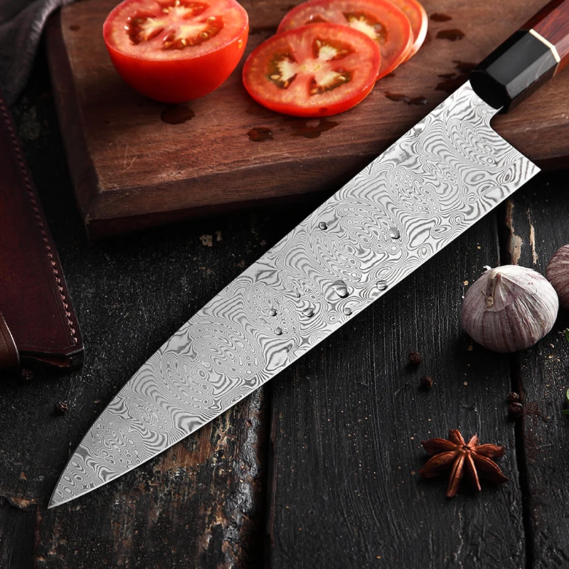 HEZHEN 240 мм Gyuto нож 110 слоев Дамасская сталь 15 градусов по бокам Острый кухонный шеф