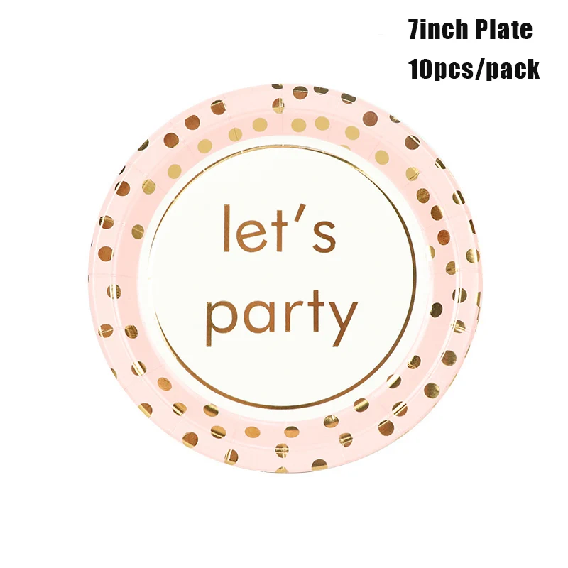 7inch Plate 20 шт Золотой горошек давайте бумажные стаканчики+ тарелки свадьбы День рождения для украшения детского душа фестиваль для детей столовая посуда все для праздника - Цвет: 7inch Plate