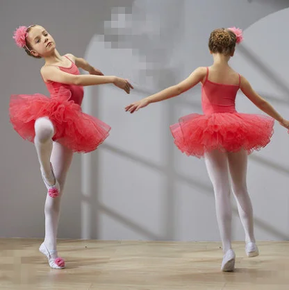 Rose red Платье для балета, танцев платье-пачка для девочек, детская одежда Высокое качество тюль с короткими рукавами Одежда для танцев - Цвет: Rose red