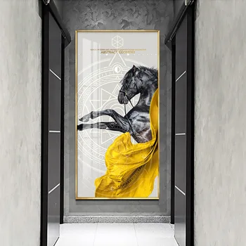 

Decorative Painting Factory Direct Selling Simple Modern Light Luxury Painting Nordic Style Model Room Home Hotel Horse Painting