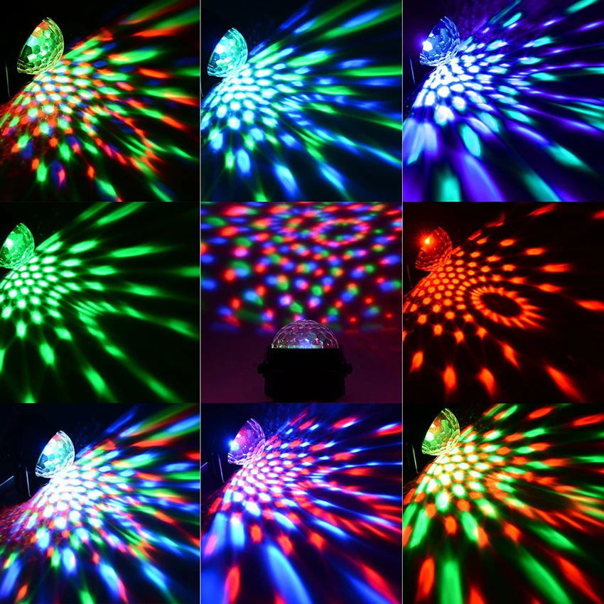 Вращающийся звуковой диско шар вечерние стробоскопы 3 Вт RGB светодиодный