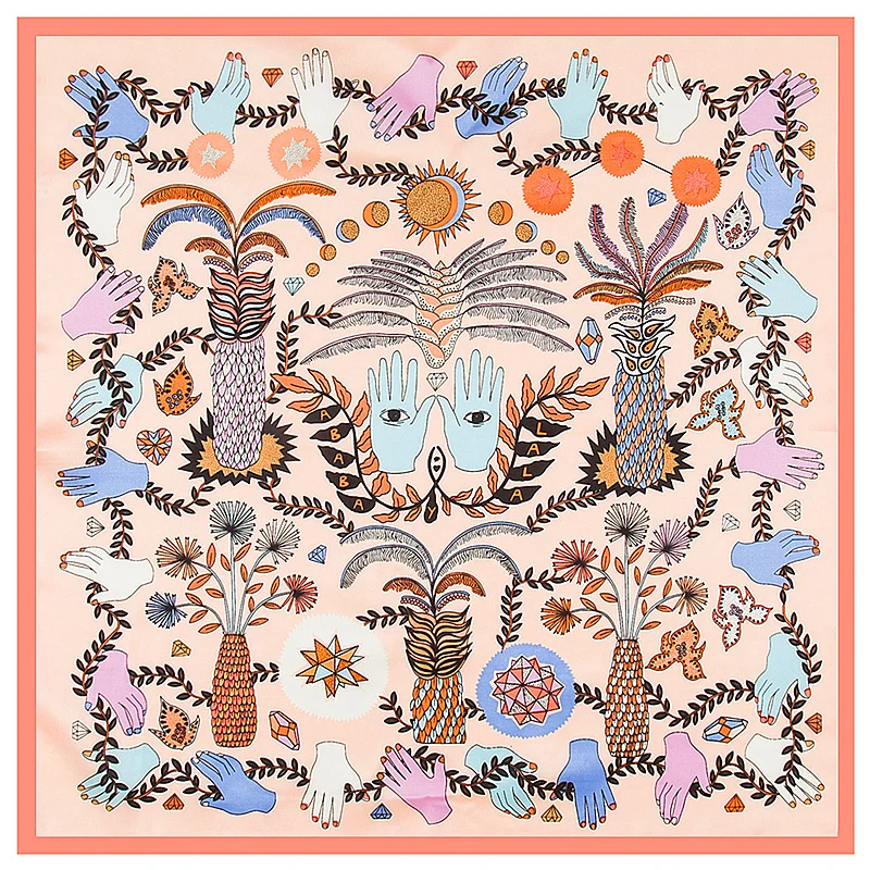NO 52 PINK POBING 60 см* 60 см H Письмо люксовый бренд женский саржевый шелковый шарф евро конский узор повязка на голову шарф с принтом Новая мода маленький квадратный S - Цвет: NO 52 PINK