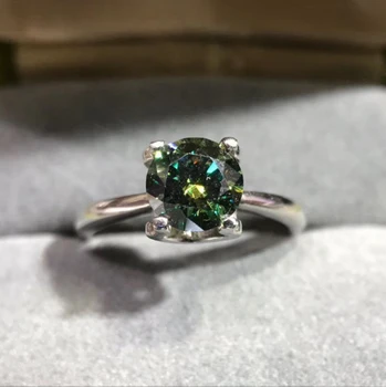 

1Pc Moson diamond ring noble and elegant crystal through fire color good engagement ring 925 silver inlaid gift for ladies