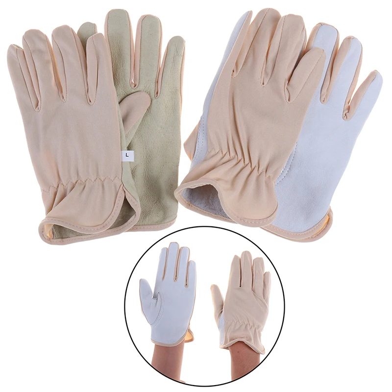 1pair Protection Glove Pigskin and cloth Safety Work Gloves random color Hot Sale