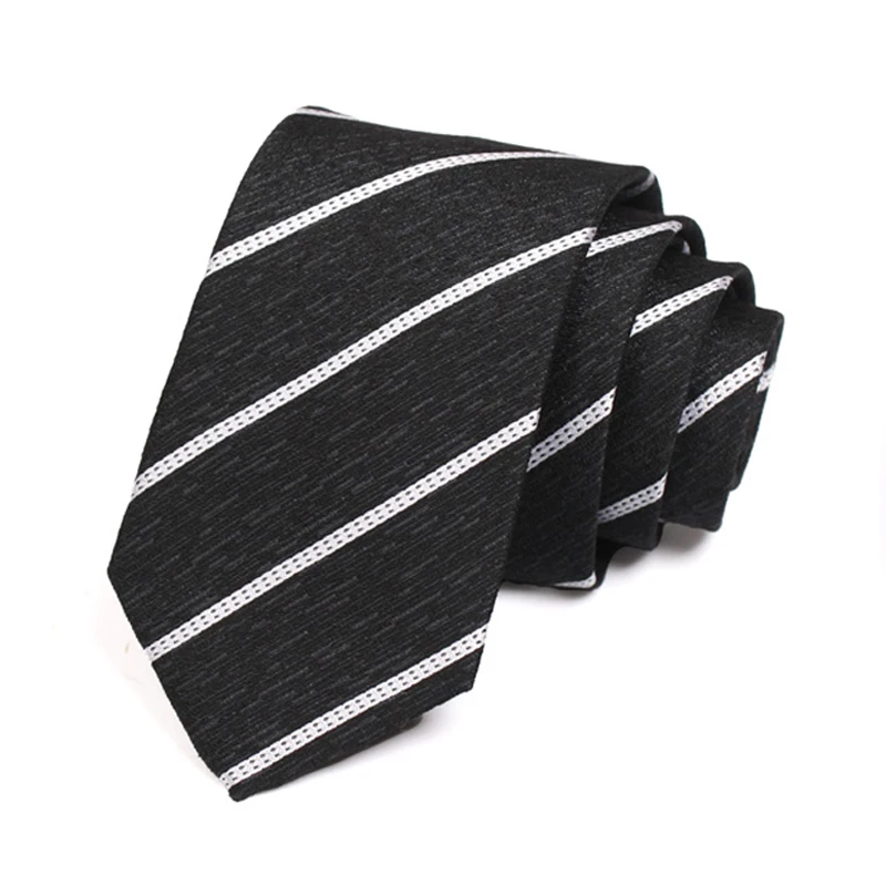 

New Arrivals High Quality Striped Black 7CM Ties For Men Business Suit Work Necktie Male Fashion Formal Cravate Gift Box