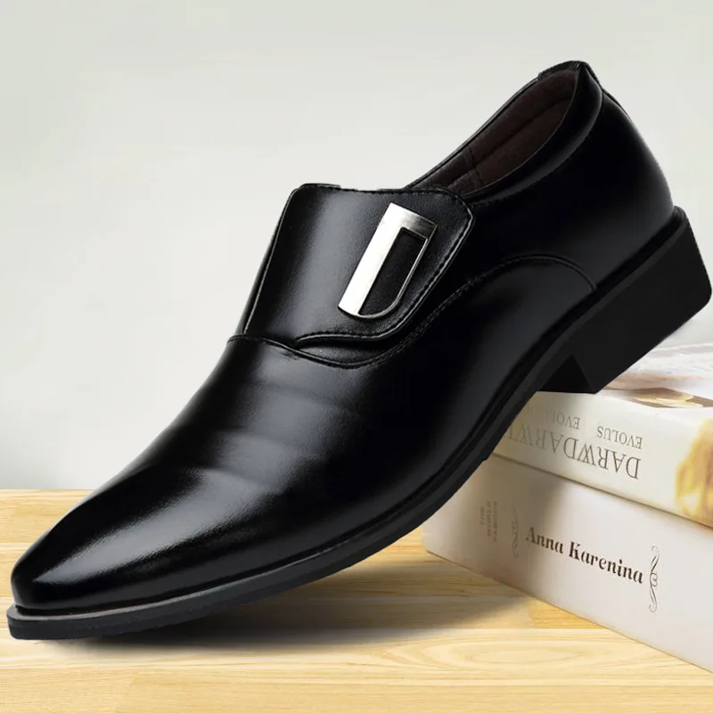 

Men Pointed Toe Shoes Oxford PU Leather Men's Dress Shoes Business Flat Shoes Hollow Outs Breathable Men's Banquet Wedding 459