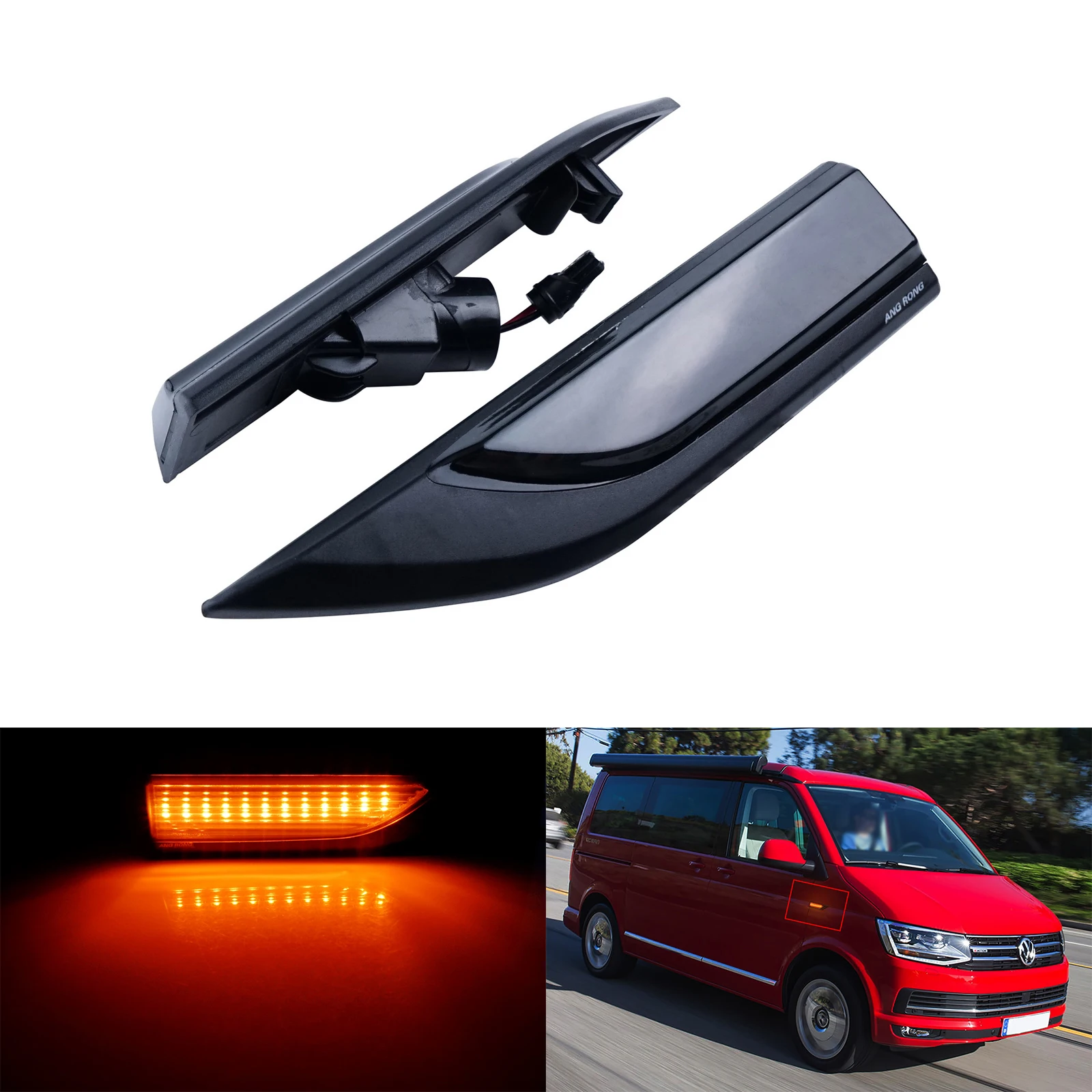 1 пара светодиодных боковых габаритных огней ANGRONG для VW T6 Transporter Caravelle|Сигнальная