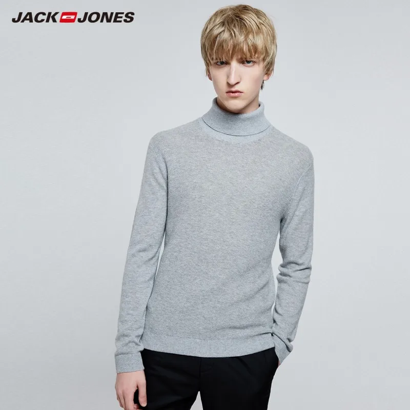 JackJones Мужской умный Повседневный свитер с длинными рукавами и высоким воротником 219324520 - Цвет: LIGHT GREY