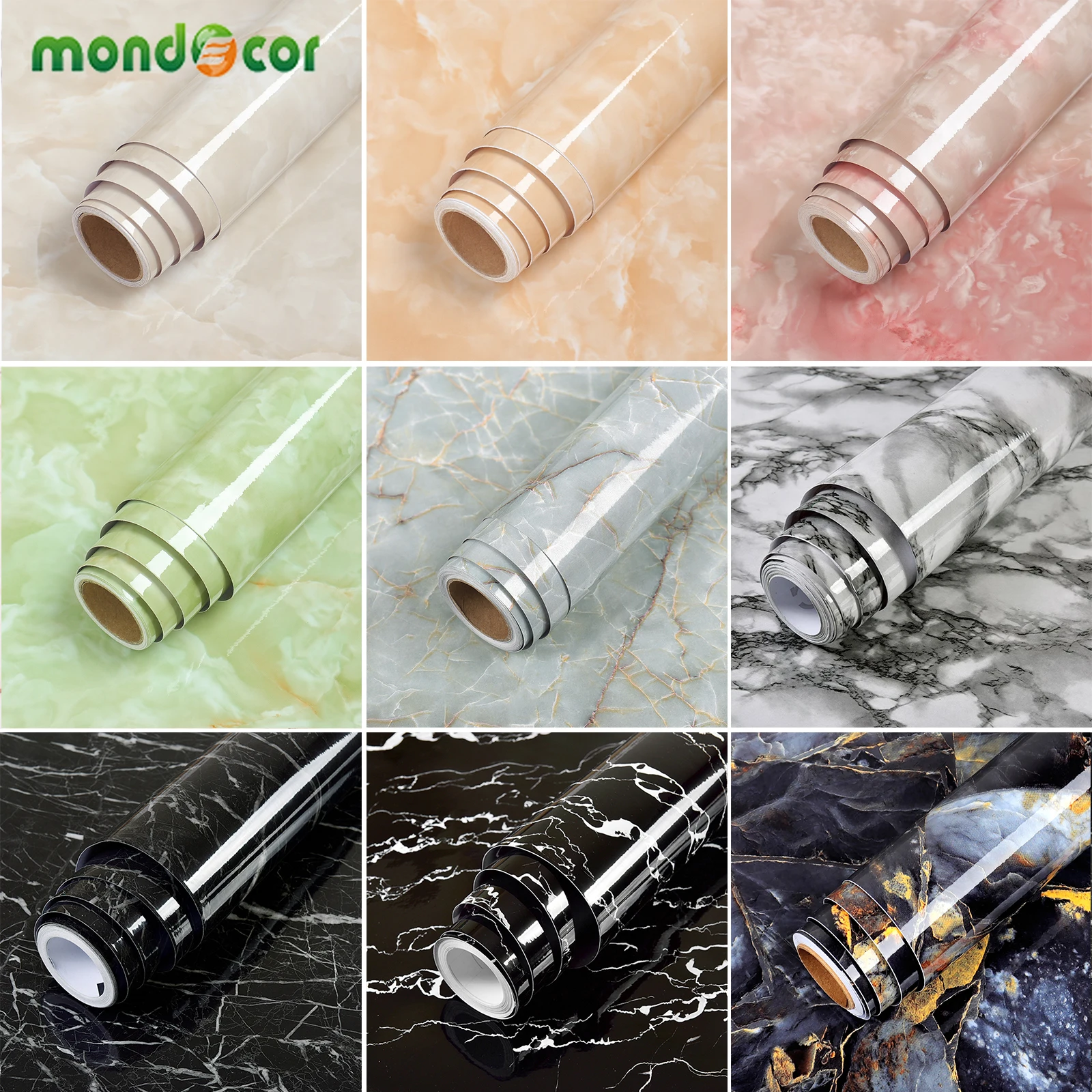 PVC Wallpaper Stickers Cabinets Marble Renovation Desktop Self-Adhesive Living-Room Kitchen