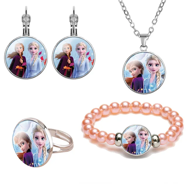 5 шт./лот, disney Frozen 2, Aishana, подарок на день рождения, сплав, стекло, для девочек, кольцо, ожерелье, браслет, серьги, вечерние, подарок на Рождество - Цвет: Package 4