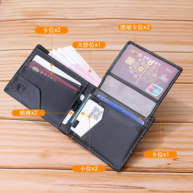 

RFID Handmade Wallet Genuine Leather Short Anti-Theft Brush Soft Leather Fashion Wallet Anti-Degaussing Shielded Leather Wallet