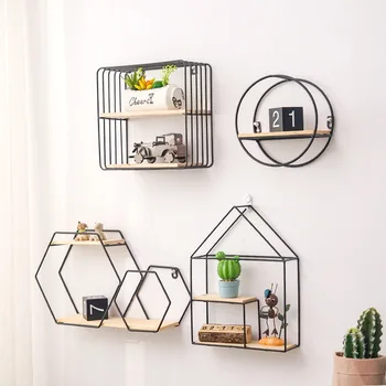 

New Wooden Gold Storage Racks Hanging Decor Storage Box Flower Pot House Storage Rack Wall Book Figurines Display Crafts Shelves