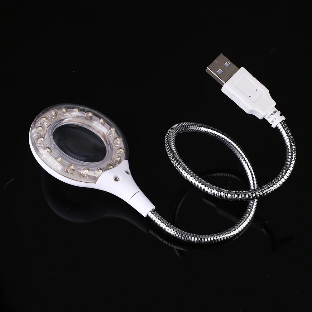 Яркий ночной Светильник 18LED USB с увеличительным стеклом для глаз, холодный белый