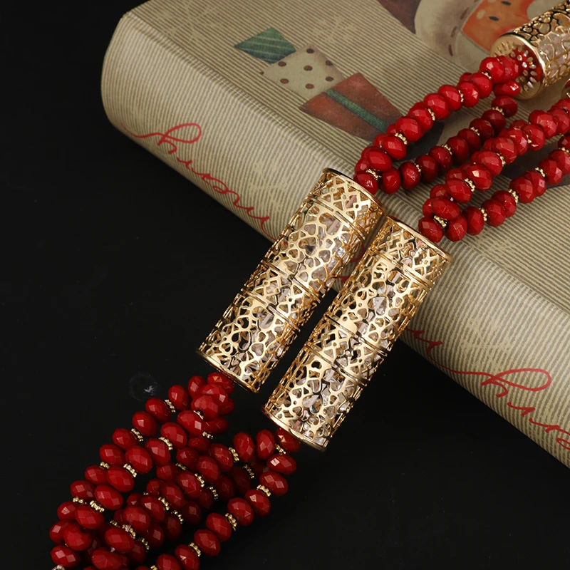 Arab Fashion Handmade Beaded Necklace Women Wedding Pendant Banquet Jewelry