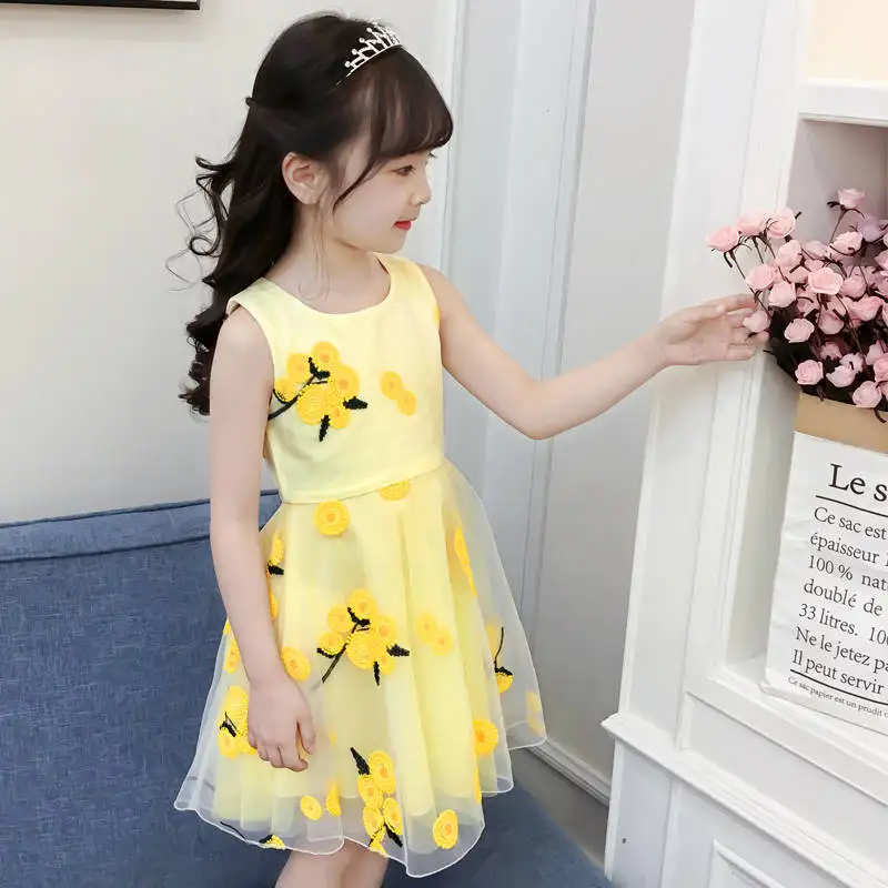 MV Girls Dress Spring Childrens Clothing Summer Korean Sleeveless Princess Cotton