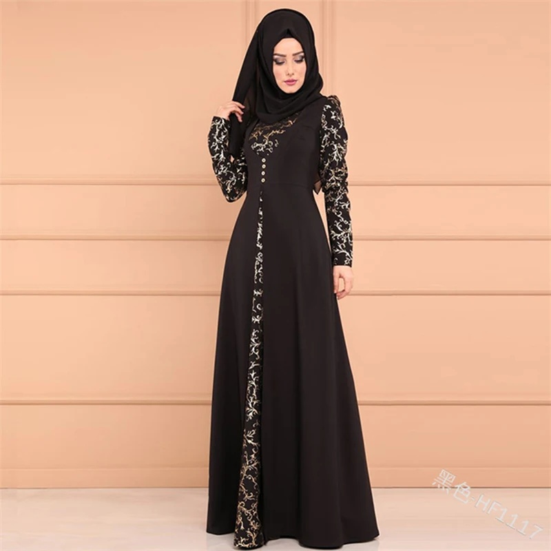 Black dress Абайя Дубай турецкий хиджаб мусульманское платье кафтан марокаин Кафтан Абая для женщин ислам одежда Tesettur Elbise халат Musulmane - Цвет: Black dress