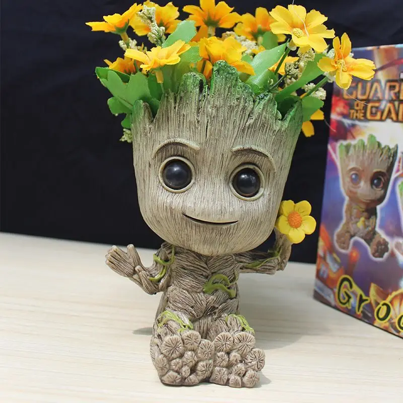Flower Pot Baby Groot Big Cute Toy Pen Holder PVC Hero Model Tree Man Garden Plant Home Decor | Дом и сад