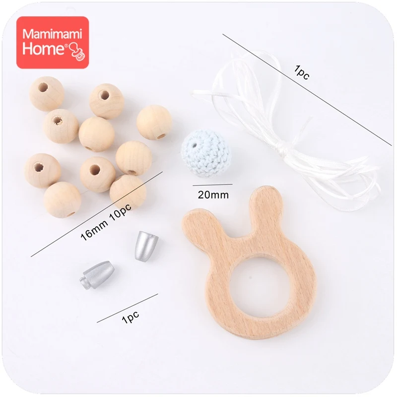 Bunny Diy Set Mamihome 1se детский деревянный Прорезыватель подвеска «сделай сам» для кормящих браслетов ожерелье без БФА из бука грызунов Деревянные Полые бусины игрушки - Цвет: Bunny Diy Set